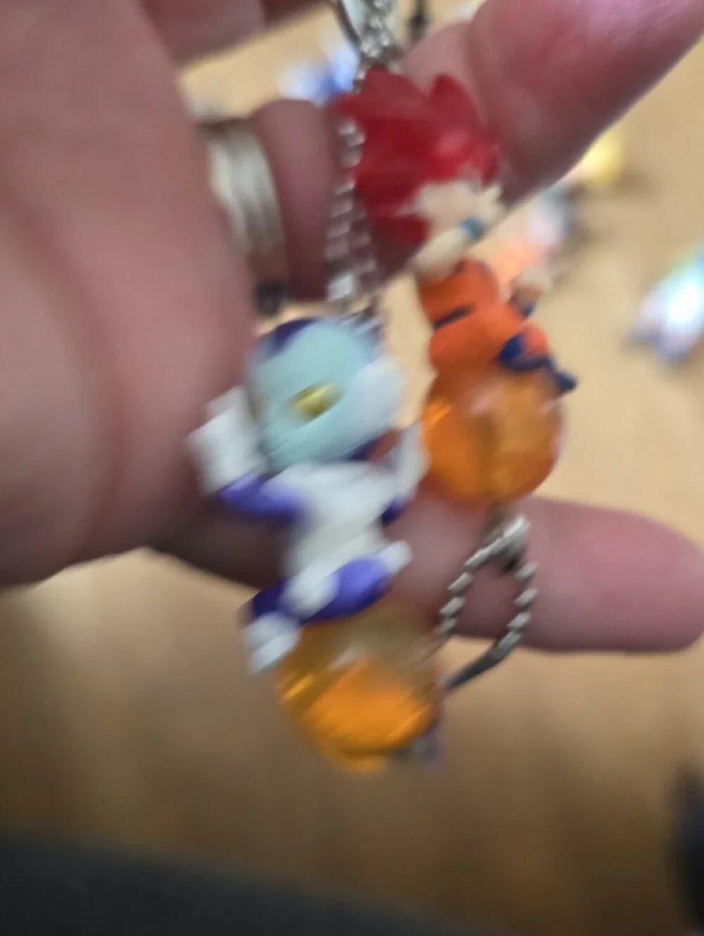 Kids Orange Dragon Ball Character Keychain Set
